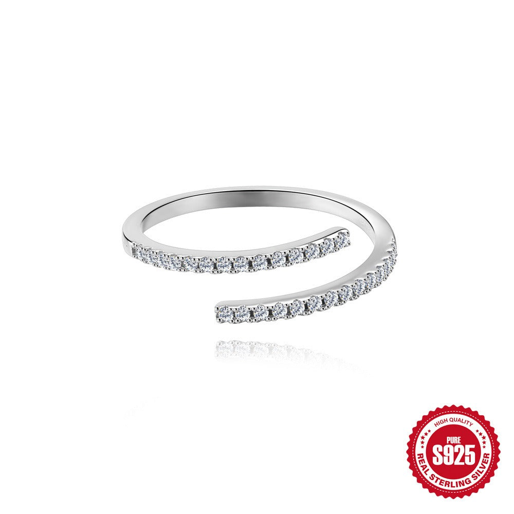 Kemstone S925 Sterling Silver Moon & Star Ring for Women – Adjustable Open Moissanite Stackable MG60100351904A