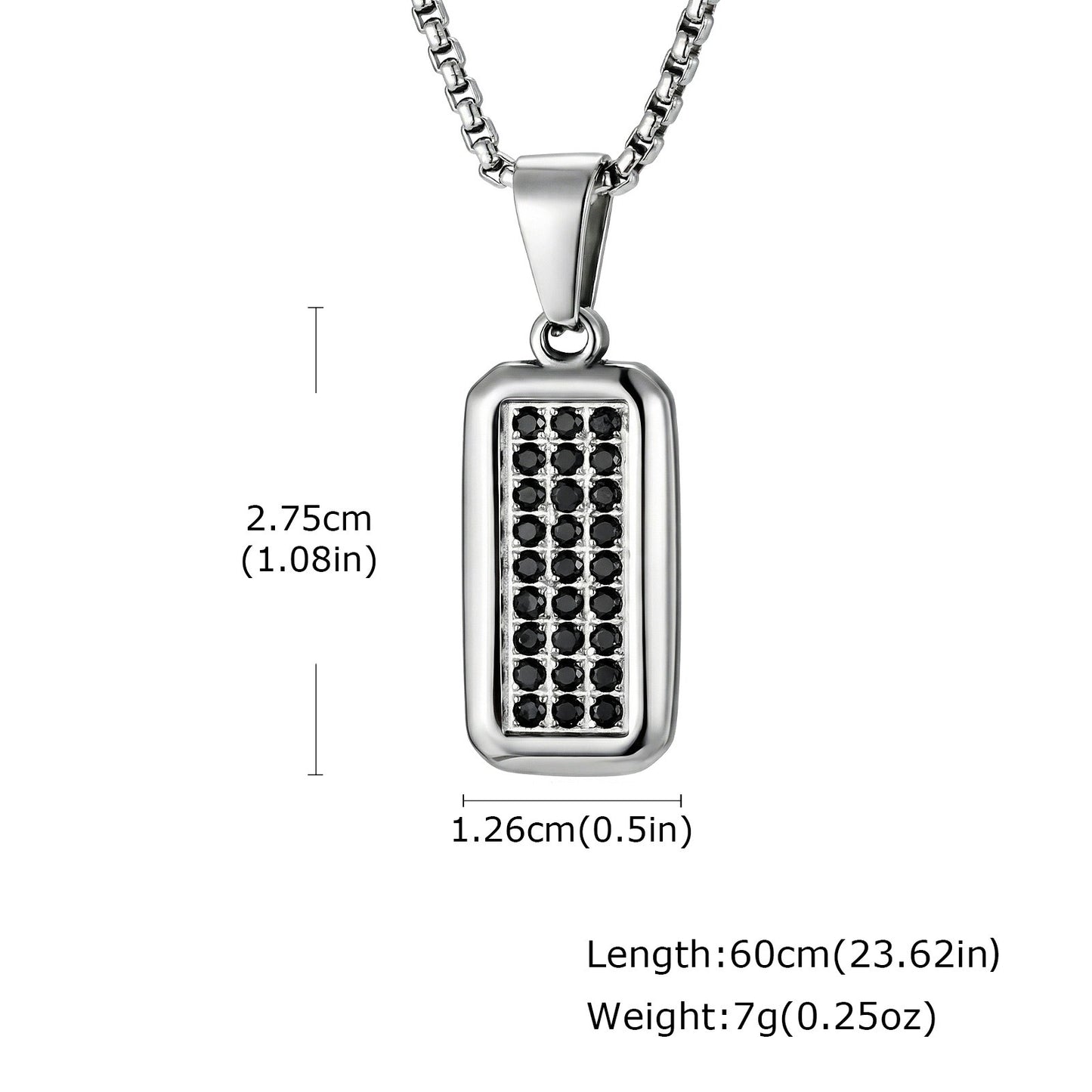 Kemstone Stainless Steel Zircon Inlay Pendant Necklace for Men N-2281