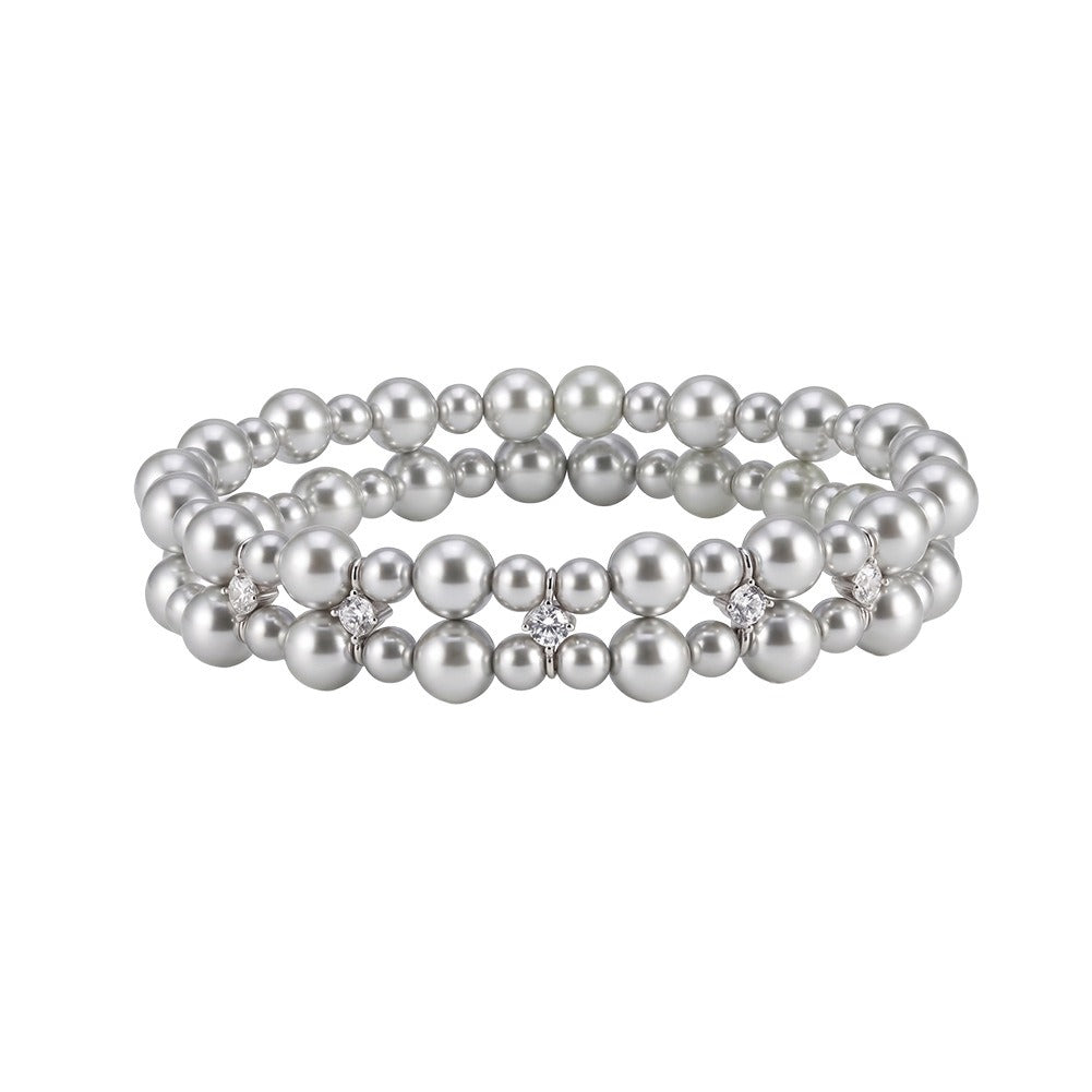 Kemston Double Strand Pearl Bracelet for Women 925 Sterling Silver PSB10