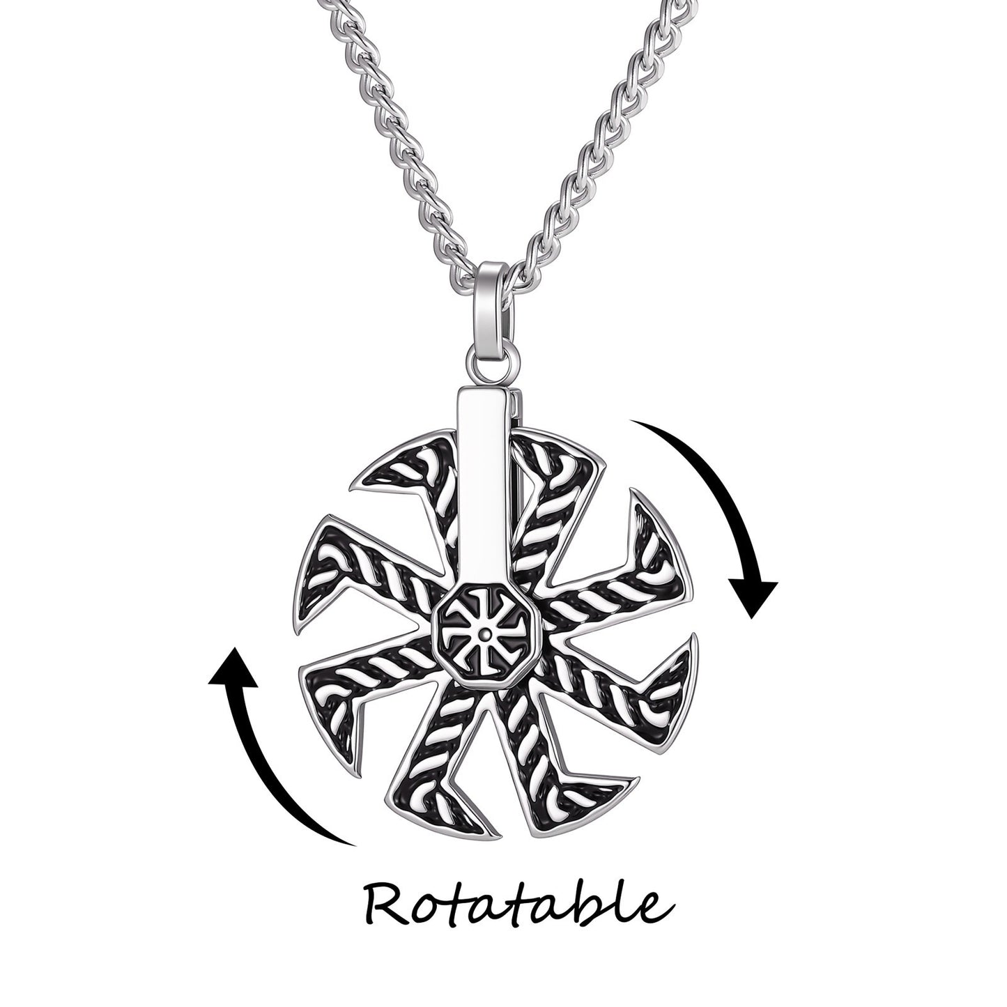 Kemstone Geometric Spinner Pendant Necklace for Men Stainless Steel Eight Arm PN-2365