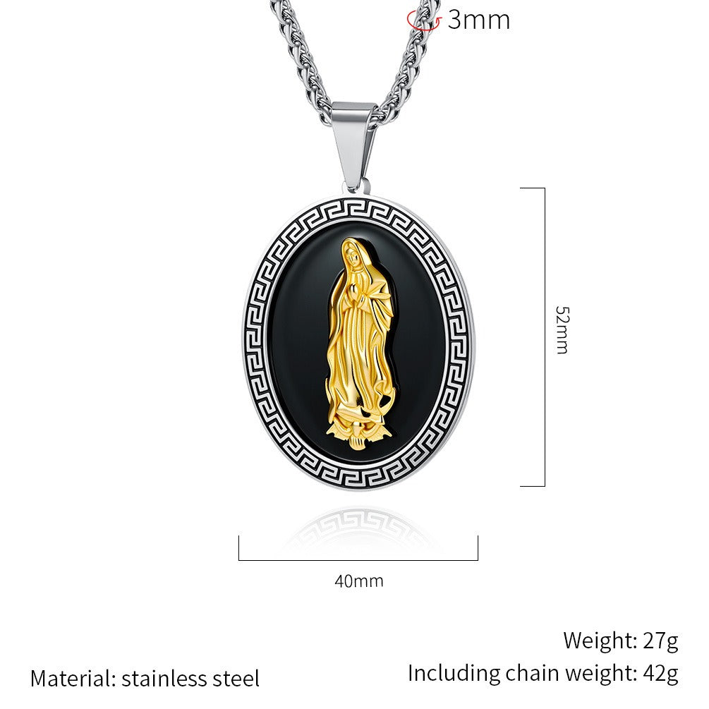 Kemstone Portrait Relief Pendant Necklace – Stainless Steel Vintage Street Style K-PT697