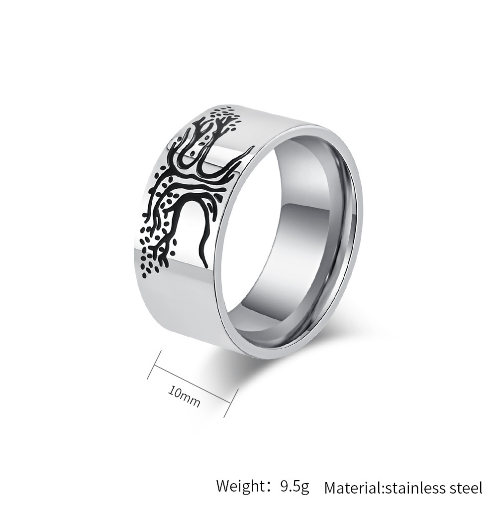 Kemstone Stainless Steel Tree of Life Ring for Men Minimalist K-R772