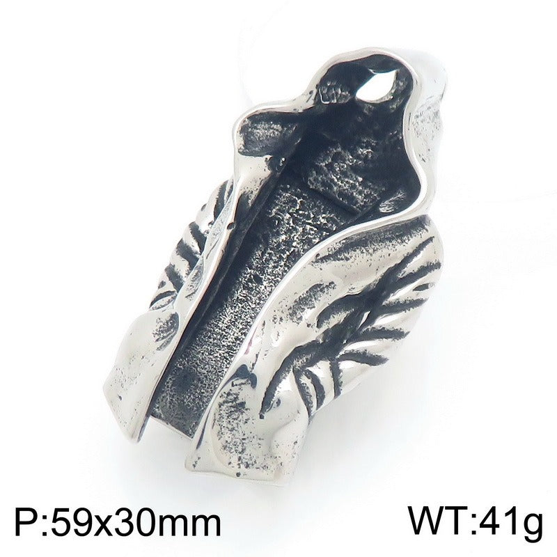 Kemstone Cloak Pendant Necklace Stainless Steel Sculptural Statement Design for Men KP117760-LU
