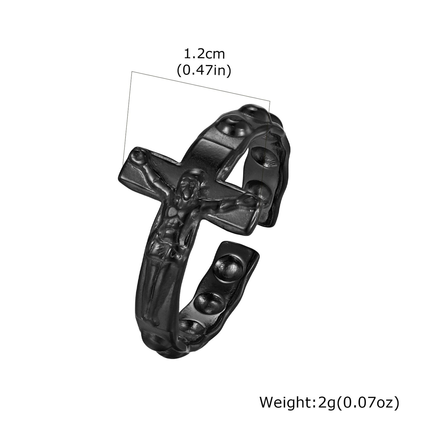 Kemstone Stainless Steel Cross Open Ring for Men Vintage RC-1073