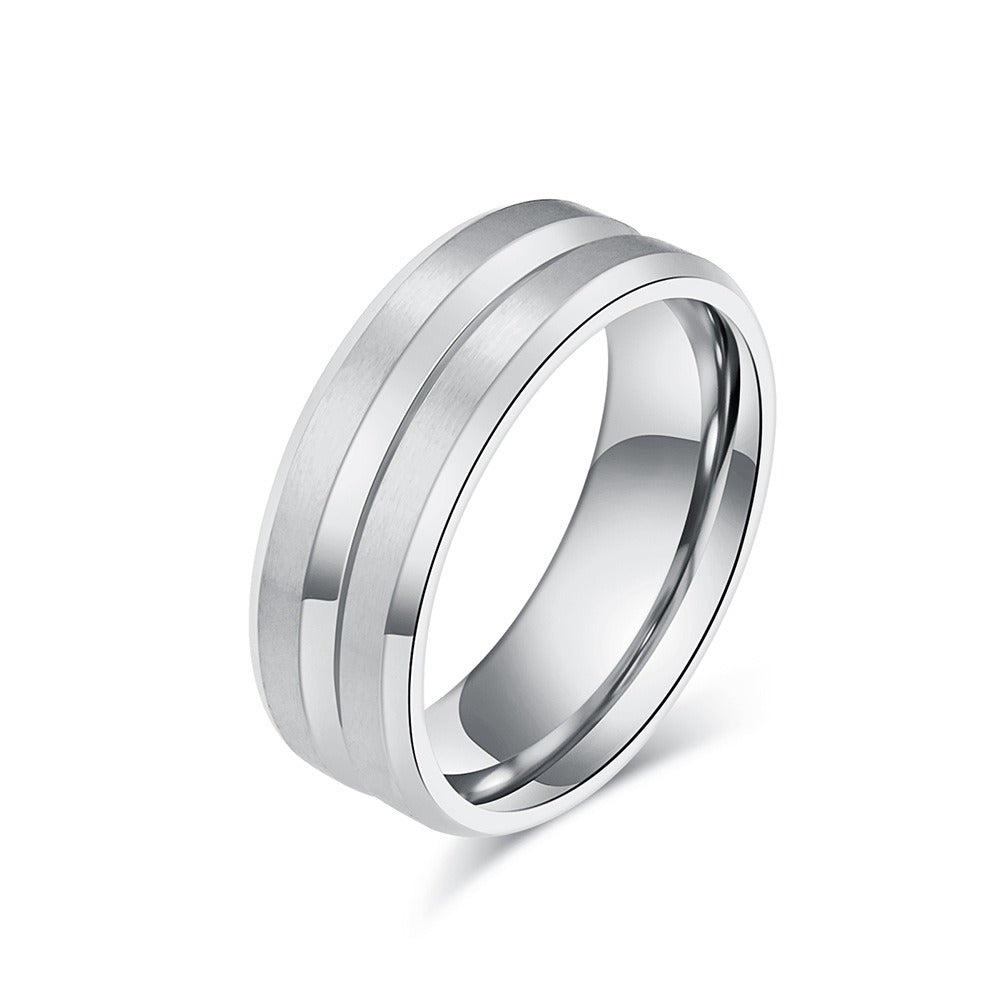 Kemstone Stainless Steel Brushed Grooved Ring for Men & Women K-R786