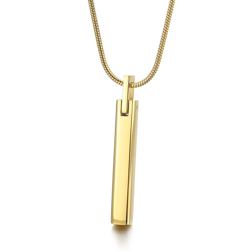 Kemstone Slim Rectangular Bar Pendant Necklace for Men Stainless Steel KP98934-KFC