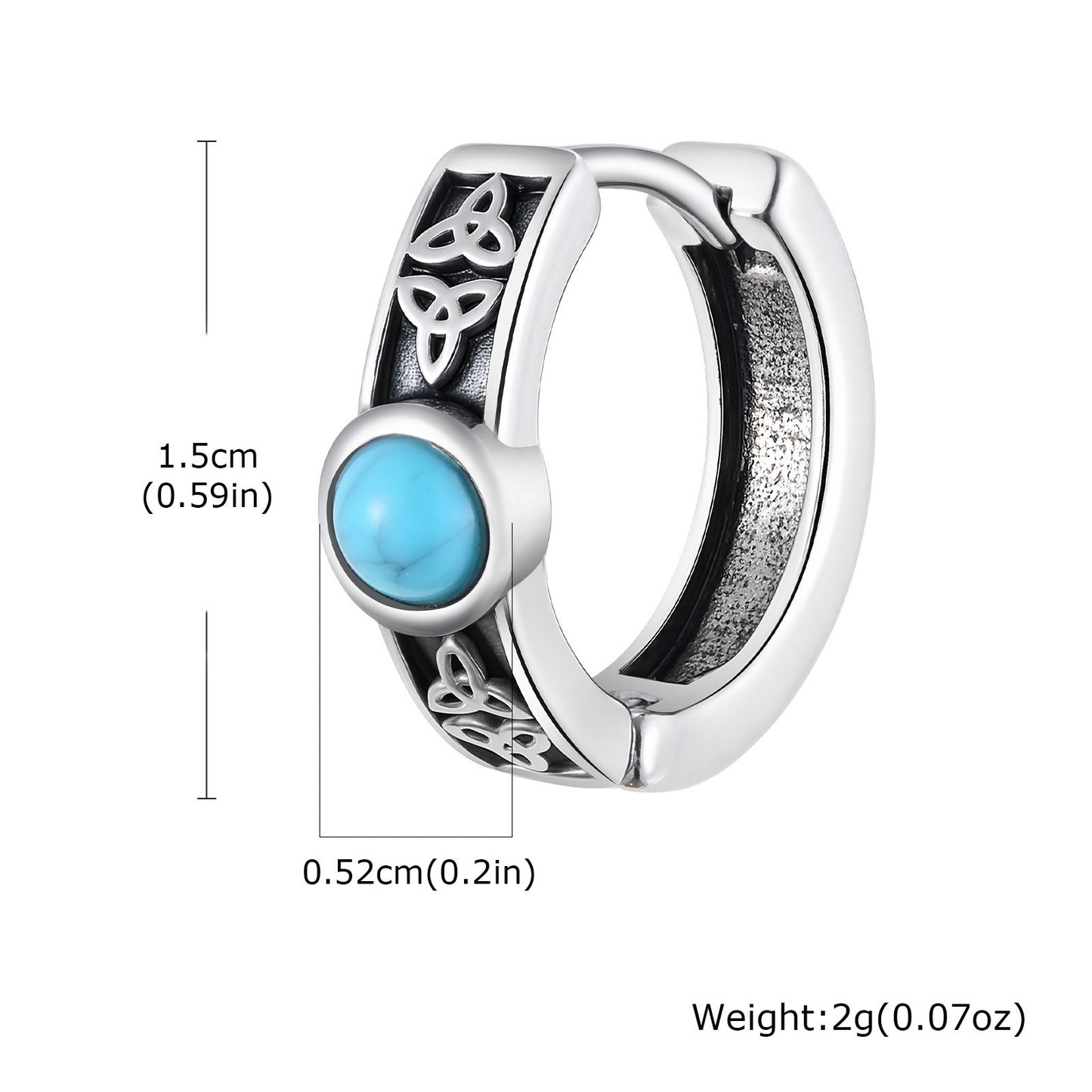 Kemstone Men’s Stainless Steel Hoop Earrings – Celtic Knot Turquoise EH-748