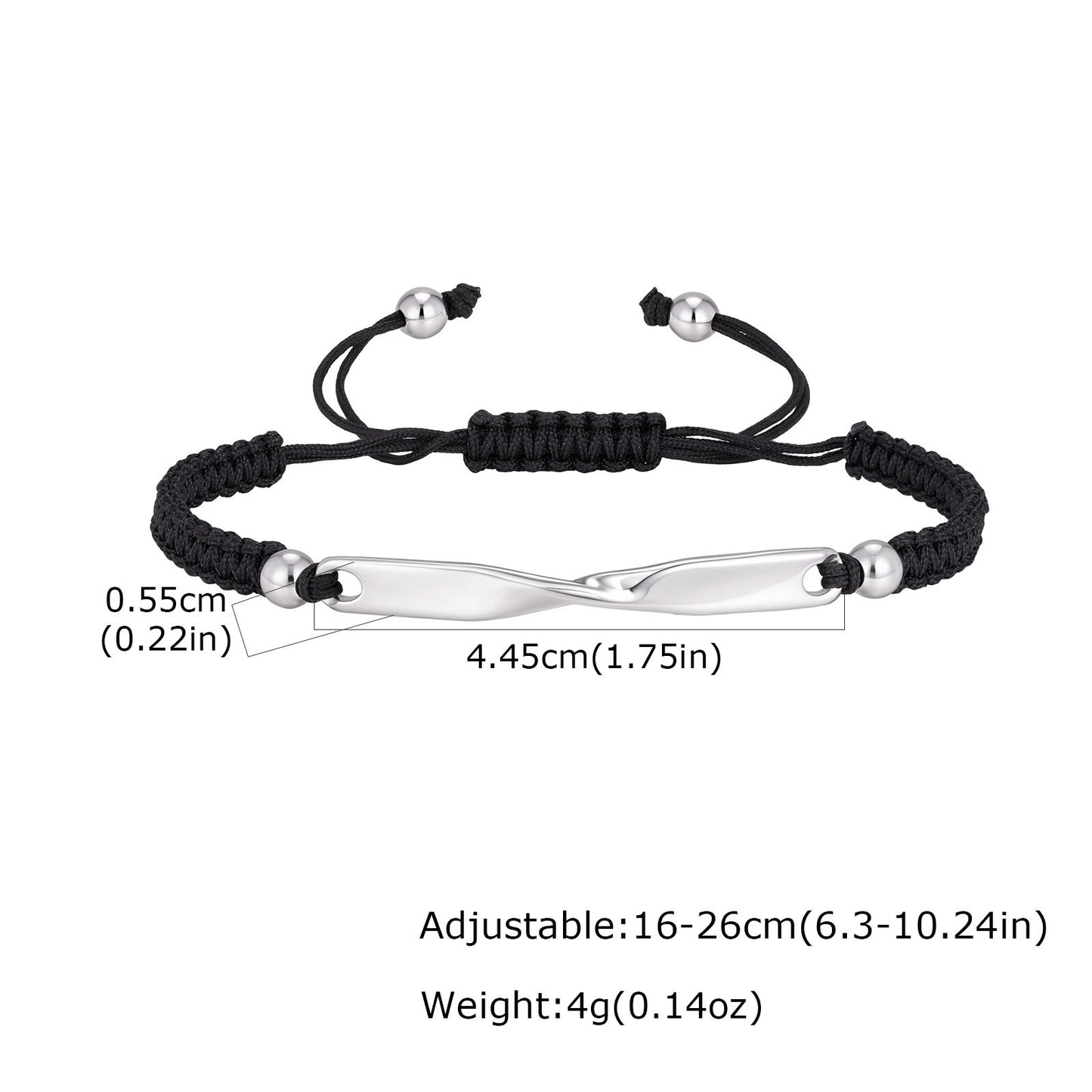 Kemstone Stainless Steel Mobius Braided Cord Bracelet for Men Women BR-3062