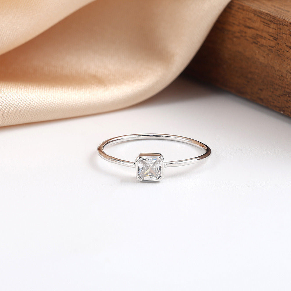 Kemstone 925 Sterling Silver Princess Cut CZ Ring – 4mm Dainty Handmade Gold Plated Ring for Women, Minimalist Gift Jewelry A4-APR36