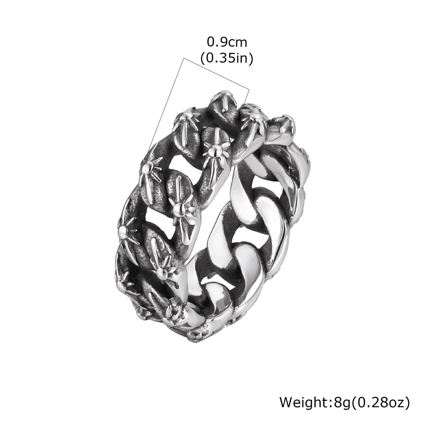 Kemstone Stainless Steel Woven Chain Ring for Men RC-1144S