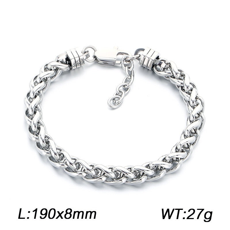 Kemstone Woven Chain Bracelet for Men Titanium Steel Adjustable 8MM KB214671-KFC