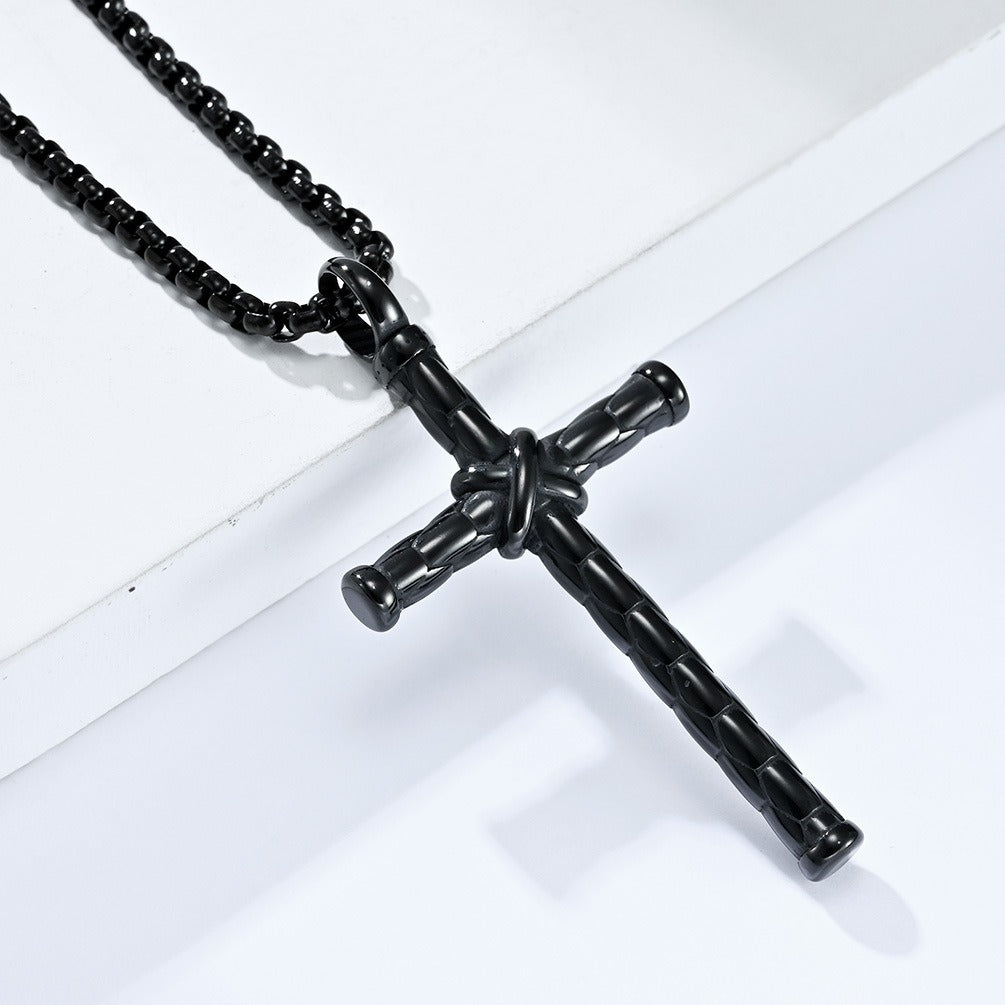 Kemstone Stainless Steel Knotted Cross Pendant Necklace for Men K-PT439