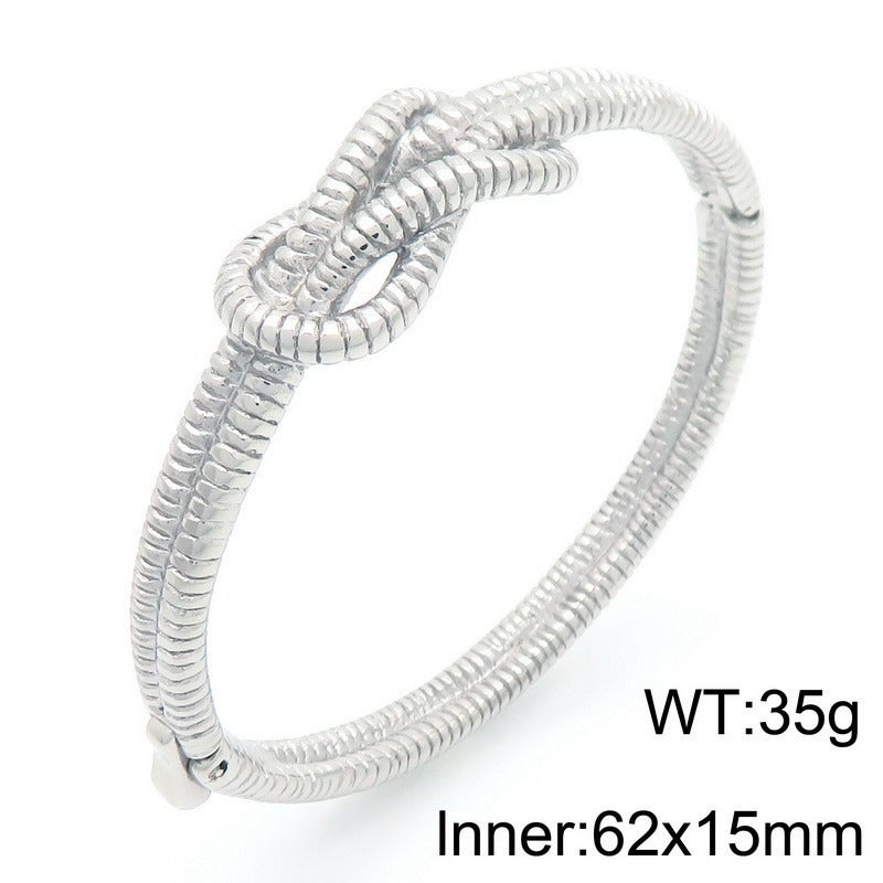 Kemstone Titanium Steel Ribbed Knot Bangle for Men KB202407-KJX