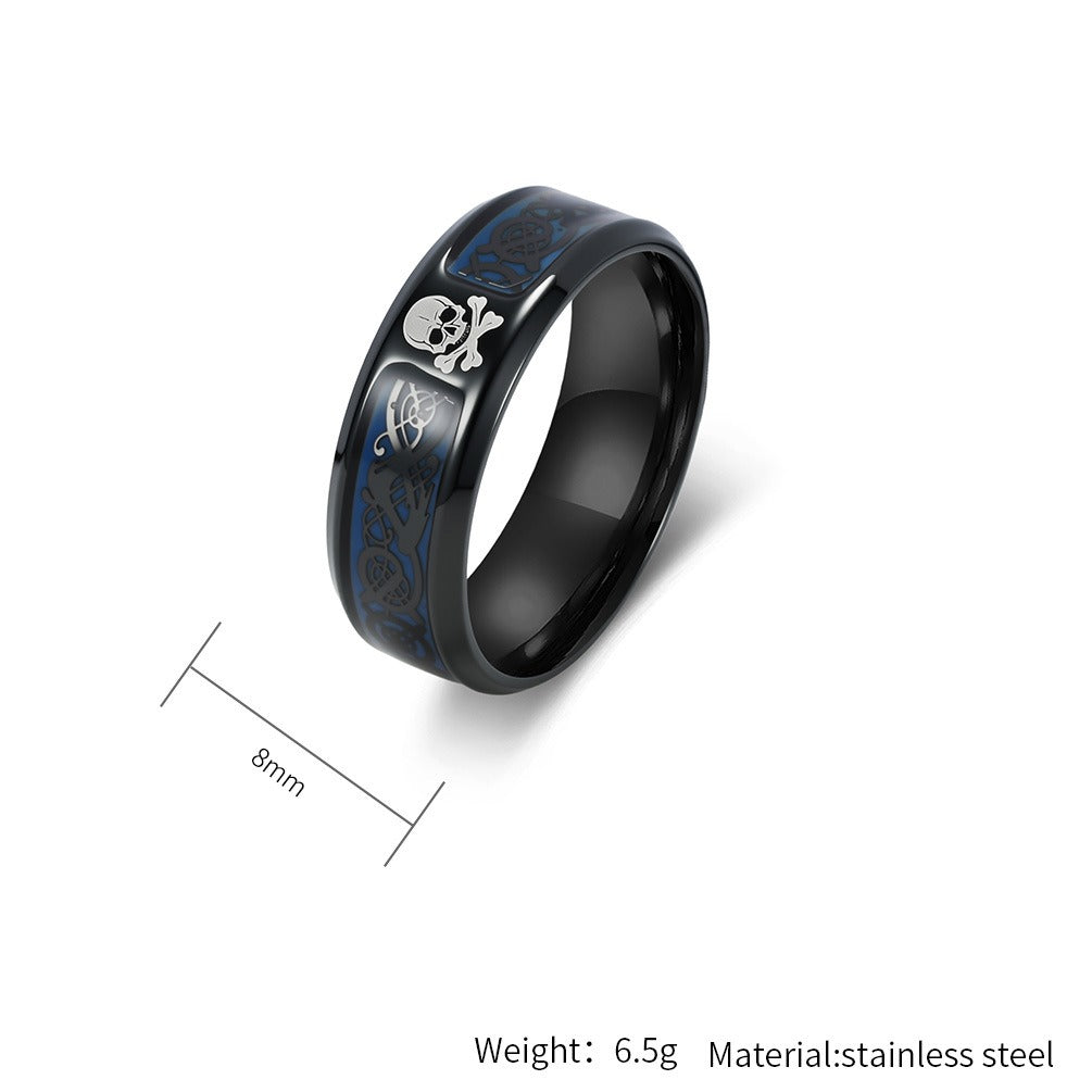 Kemstone Stainless Steel Skull Cross Enamel Ring for Men Celtic Biker K-R1184
