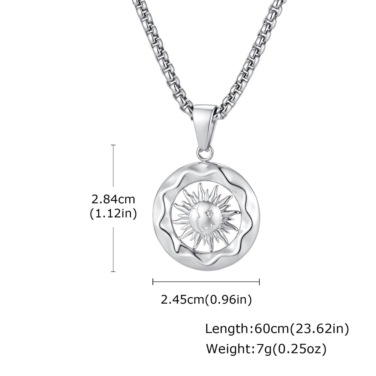 Kemstone Stainless Steel Sun Moon Round Pendant Necklace for Men PN-2457