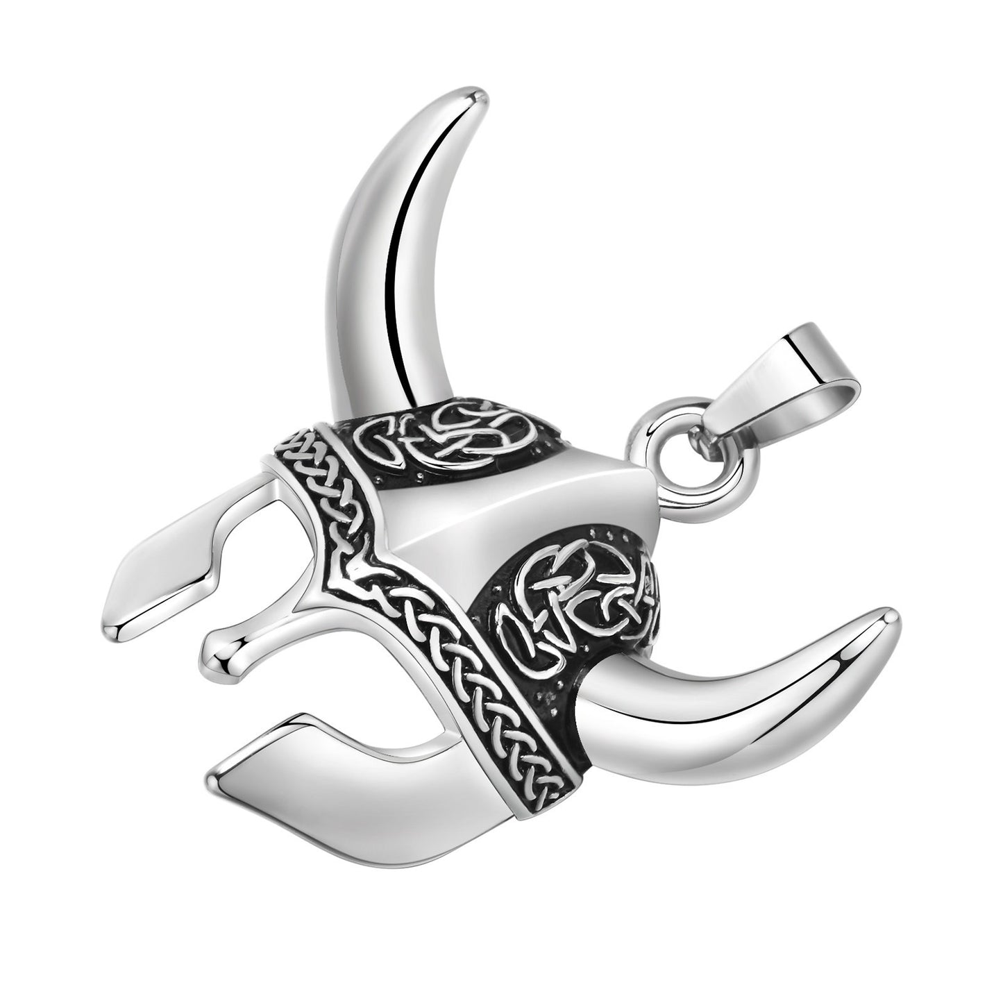 Kemstone Men’s Stainless Steel Celtic Knot Viking Mask Pendant Necklace – 60cm Chain PN-1856