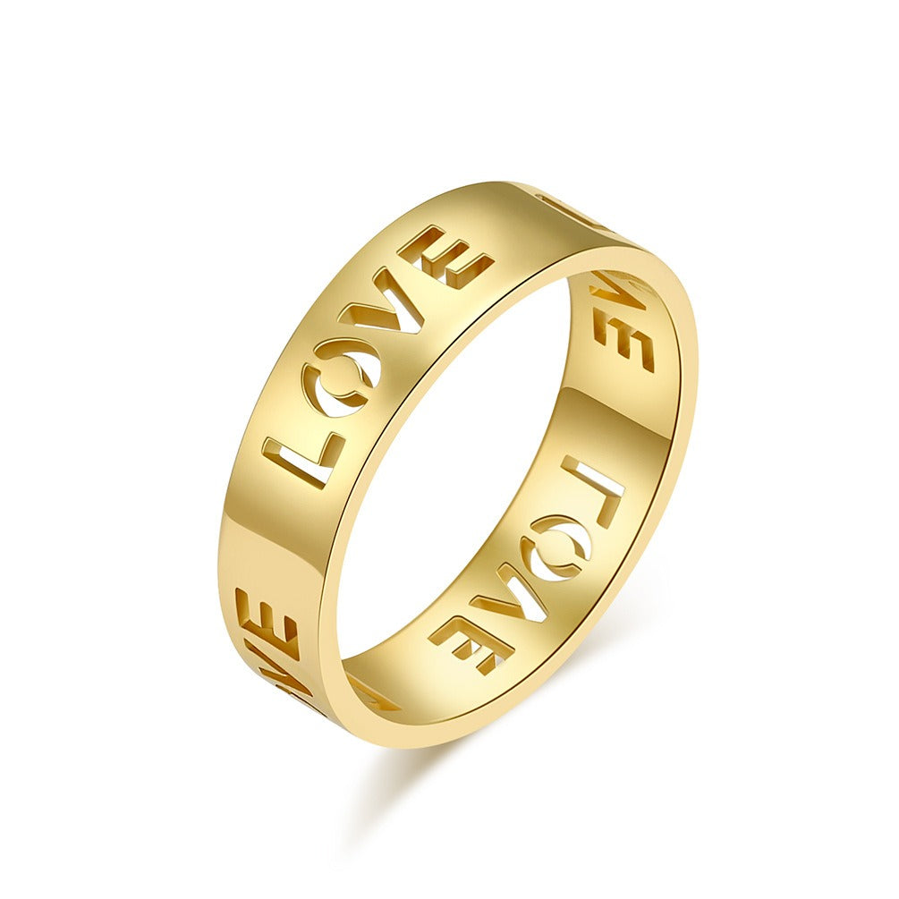 Kemstone Stainless Steel LOVE Cutout Ring for Men & Women K-R816