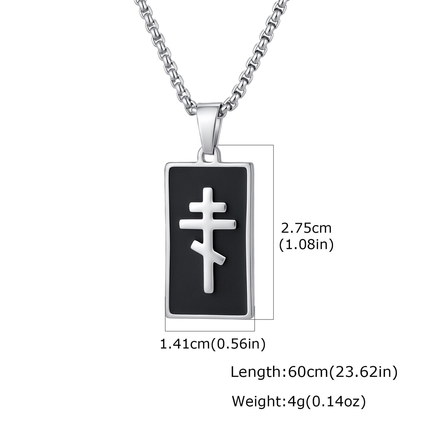 Kemstone Black Geometric Cross Pendant Necklace for Men Stainless Steel PN-2434