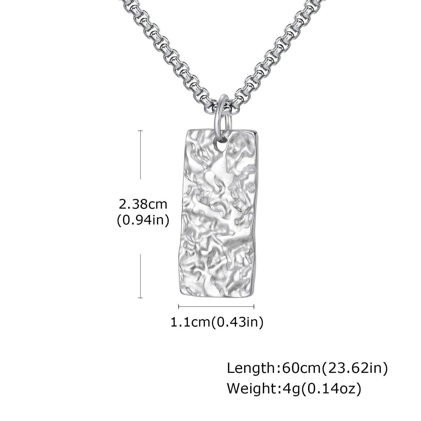 Kemstone Textured Rectangle Pendant Necklace for Men PN-2194