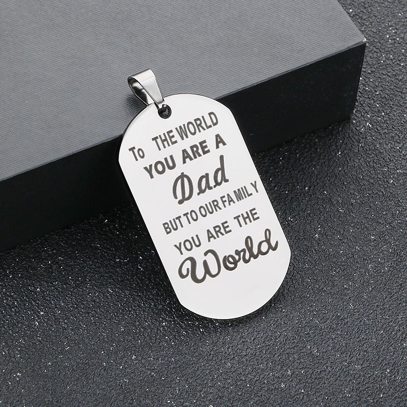 Kemstone Titanium Steel Dad Message Tag Necklace – Father’s Day Gift KP100218-Z