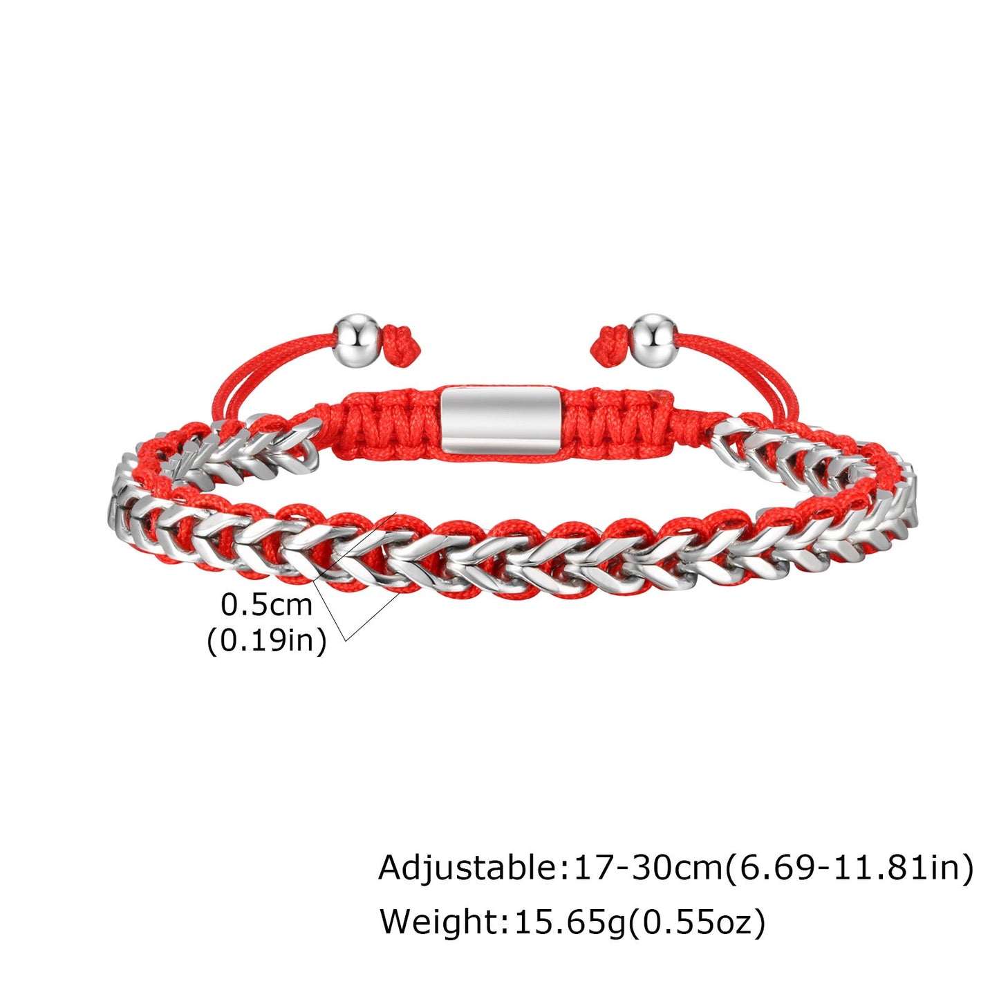 Kemston Stainless Steel Dragon Chain Bracelet for Men Braided Cord Adjustable Style BR-2351