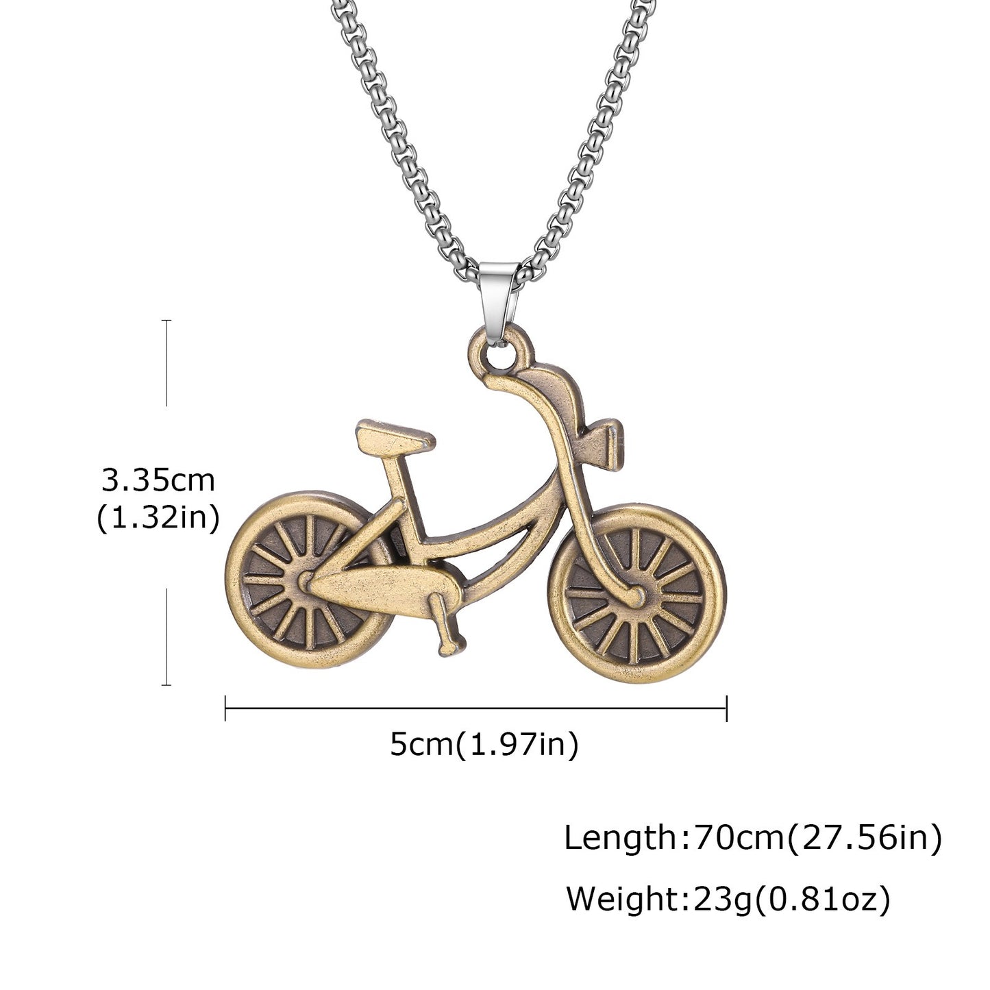 Kemston Bicycle Pendant Necklace for Men Vintage Alloy Design Stainless Steel Chain NC-2999