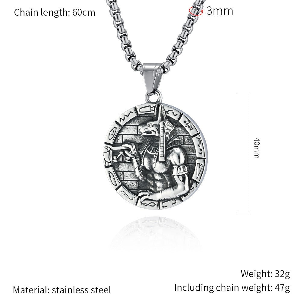 Kemstone Anubis Pendant Necklace for Men – Stainless Steel Egyptian Symbol K-PT575
