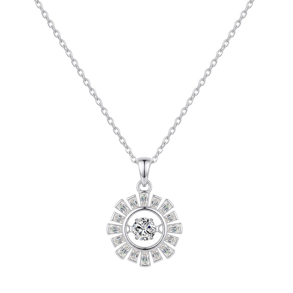 Kemston 0.3CT Sunburst Moissanite Necklace for Women 925 Sterling Silver SMON26