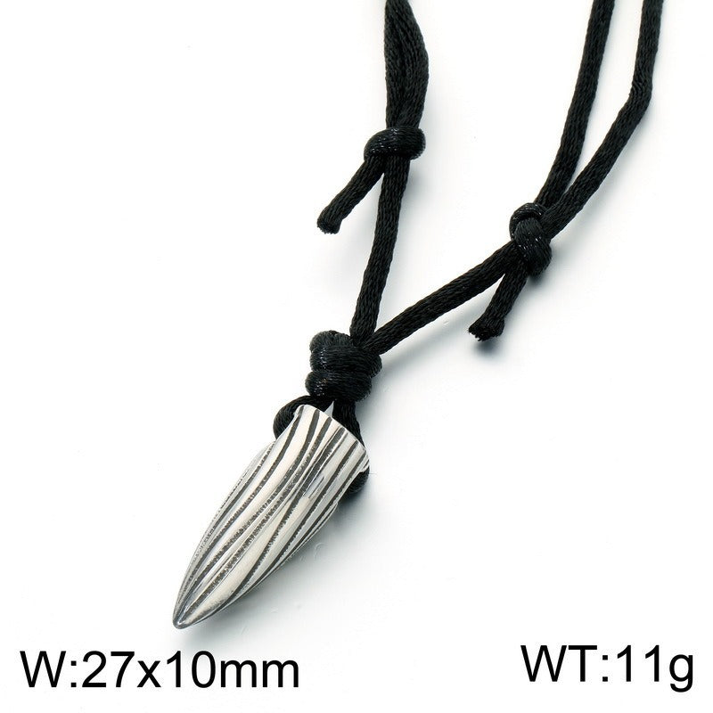 Kemstone Titanium Steel Cone Pendant Necklace for Men Tribal Rope Knot Chain KP302760-LU