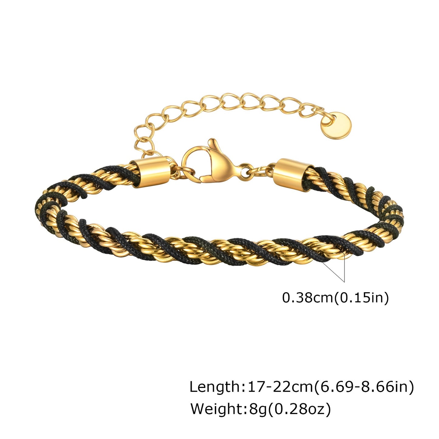 Kemstone Stainless Steel Rope Twist Bracelet Necklace – Men’s Jewelry BR-235