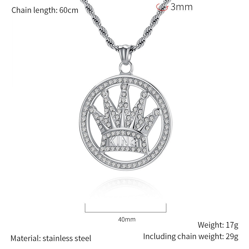 Kemstone Stainless Steel Crown Pendant Necklace for Men K-PT686