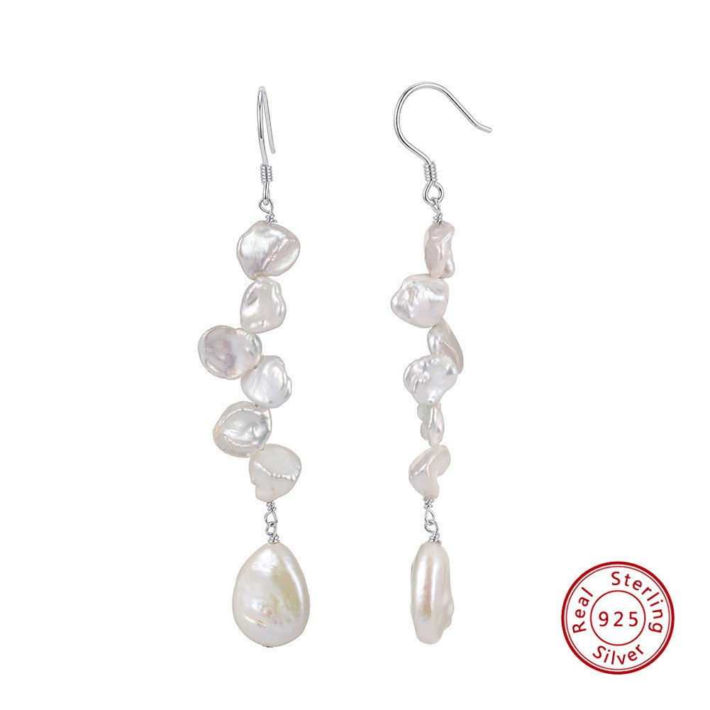 Kemstone Cascading Freshwater Pearl Drop Earrings for Women 925 Sterling Silver GPE158