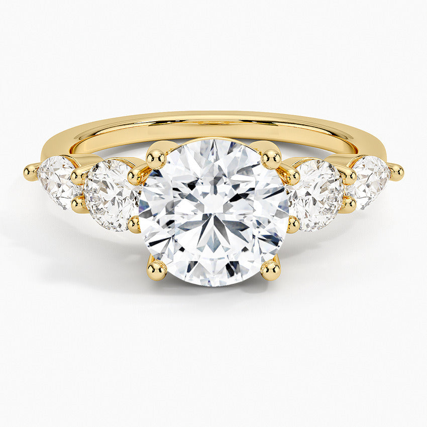 Kemstone S925 Gold Plated Round Moissanite Five-Stone Ring Collection