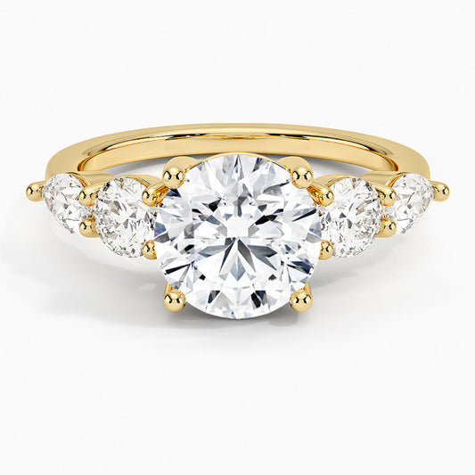 Kemstone S925 Gold Plated Round Moissanite Five-Stone Ring Collection