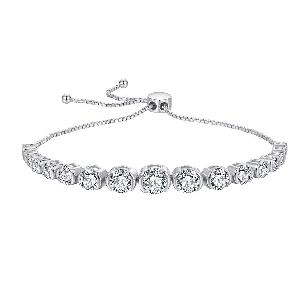 Kemstone Moissanite Tennis Bracelet for Women 925 Sterling Silver Adjustable Slider SMOB14