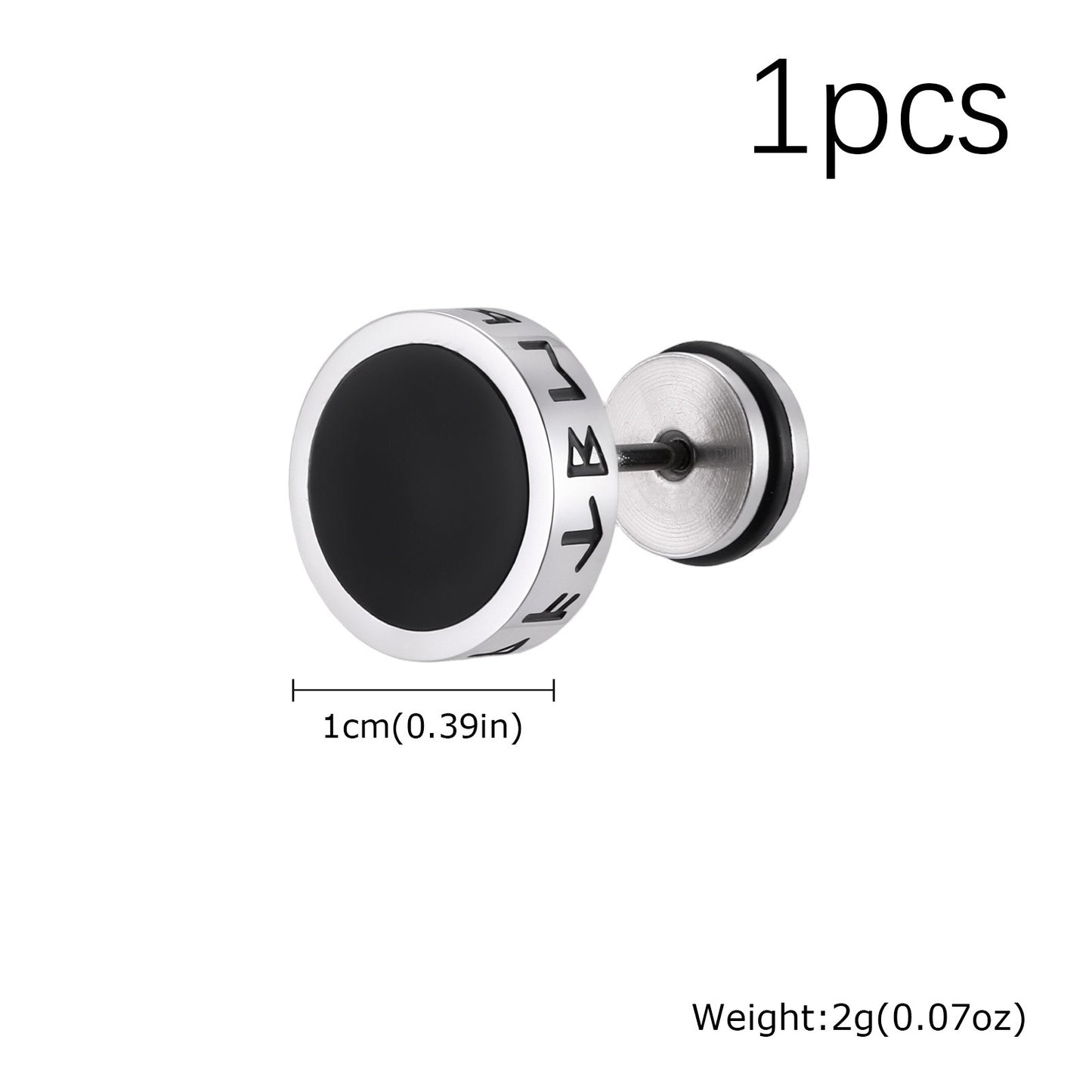 Kemstone Stainless Steel Tiger Eye Stud Earrings – Round Rune Edge Design for Men ES-784