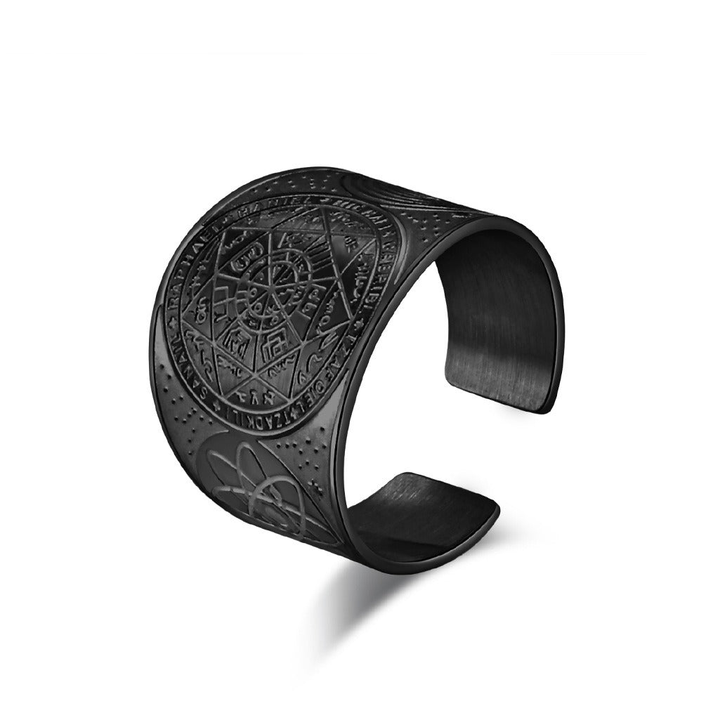 Kemstone Stainless Steel Vintage Adjustable Ring – Men’s Statement Band K-R7800