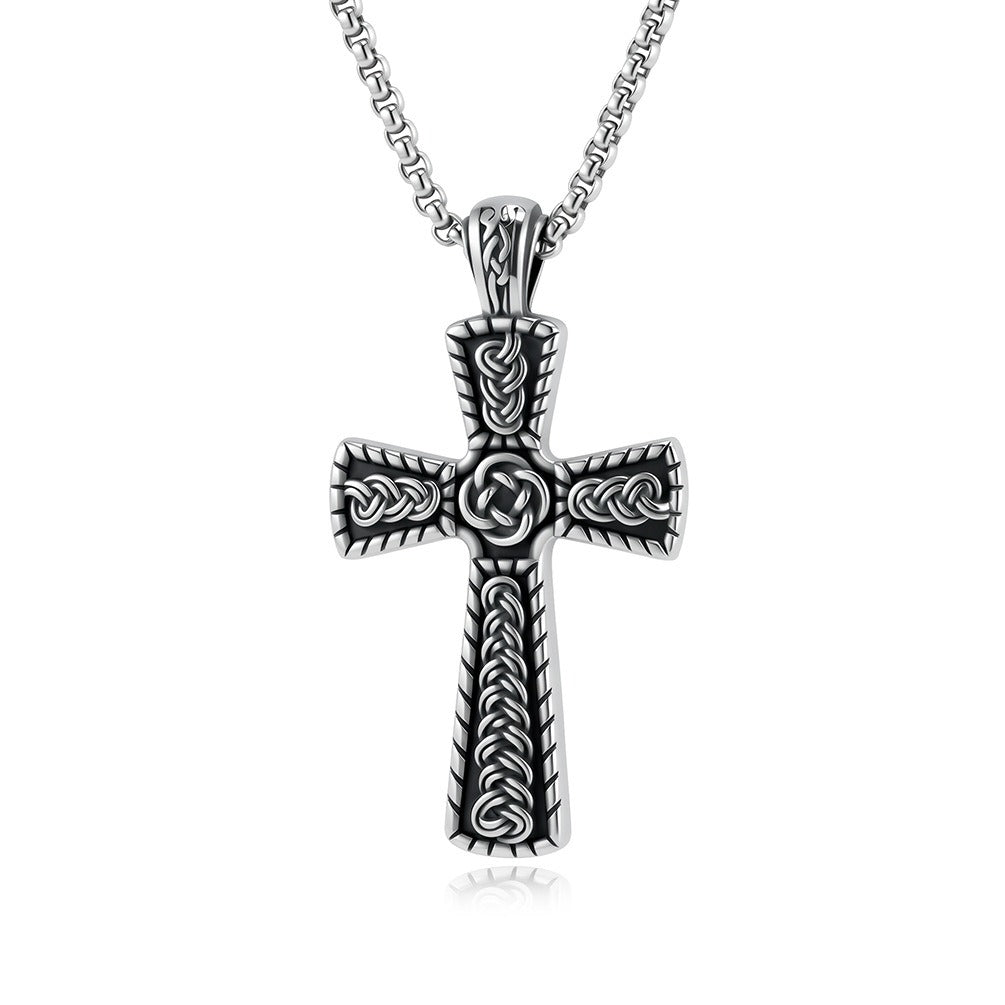 Kemstone Celtic Cross Necklace for Men Stainless Steel Interwoven Knot Pendant K-PT734