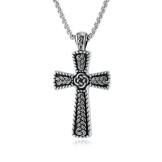 Kemstone Celtic Cross Necklace for Men Stainless Steel Interwoven Knot Pendant K-PT734