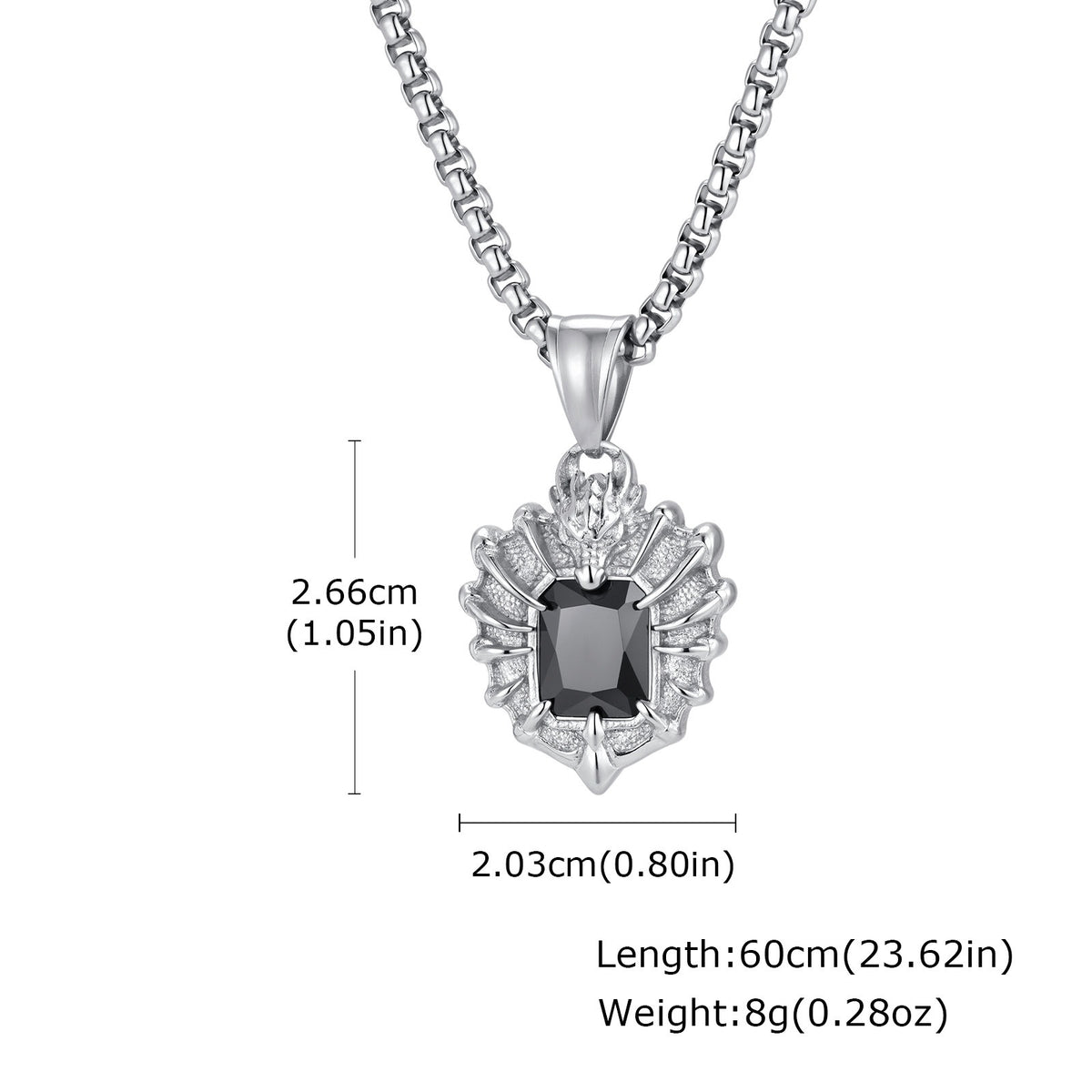 Kemstone Dragon Claw Black Cubic Zirconia Pendant for Men Stainless Steel PN-2469