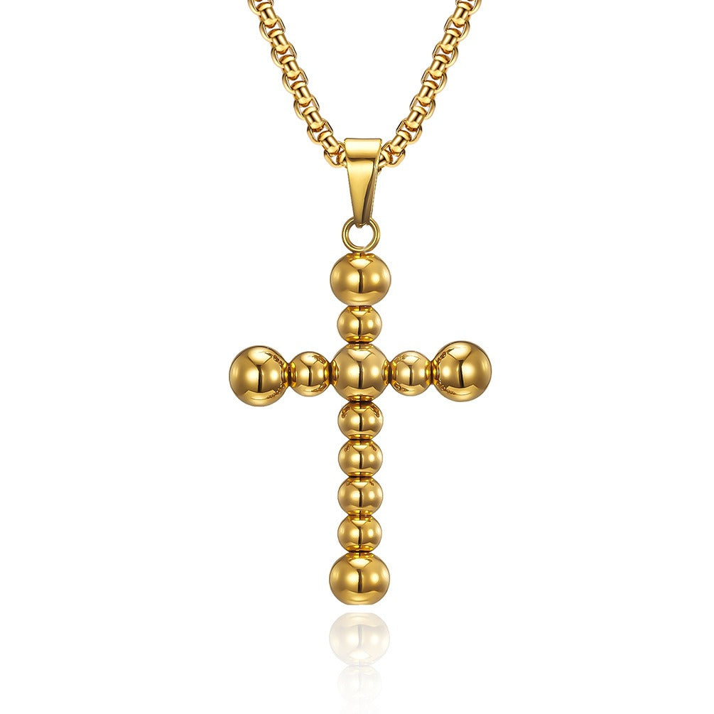 Kemstone Stainless Steel Beaded Cross Necklace for Men K-PT387
