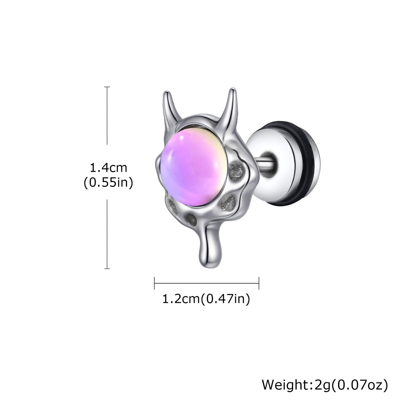 Kemstone Fantasy Imp & Star Stud Earrings – Stainless Steel Acrylic Detail ES-707