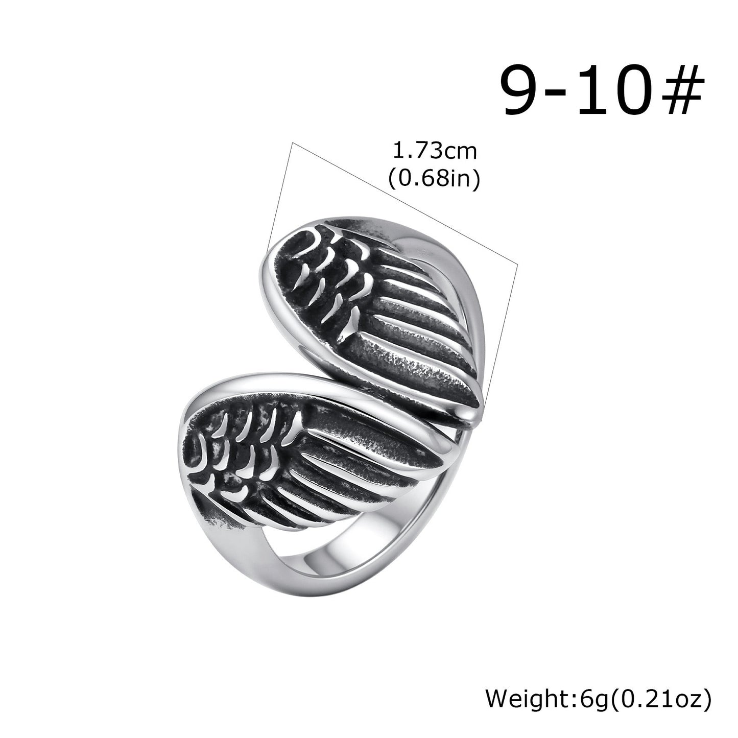 Kemstone Stainless Steel Wing Open Ring for Men Matte Silver Style RC-1138