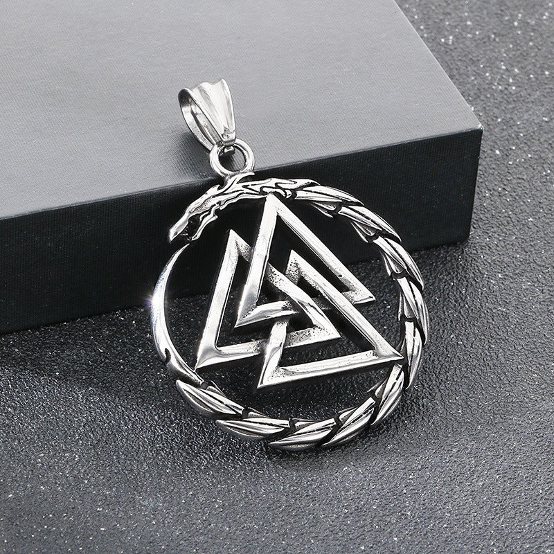 Kemstone Titanium Steel Viking Celtic Knot Pendant Necklace for Men KP117017-LU