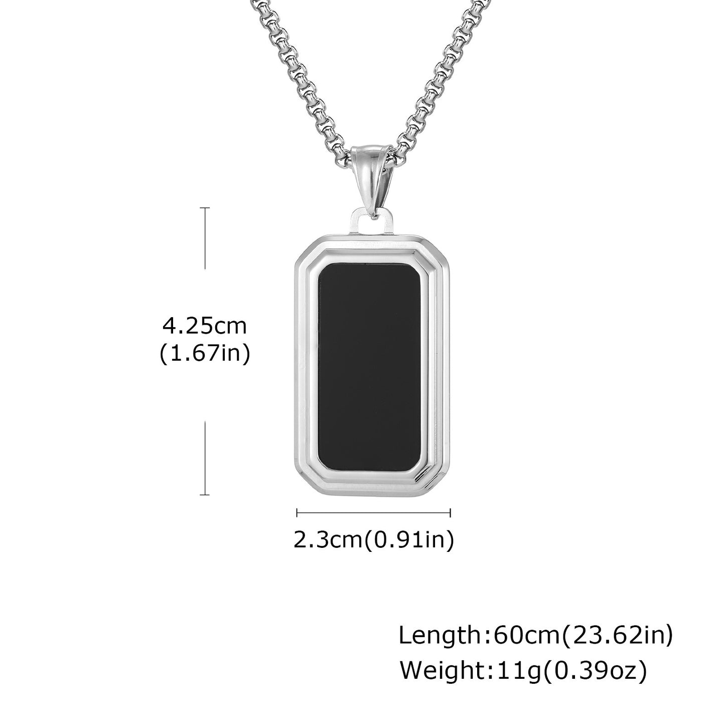 Kemstone Stainless Steel Rectangular Pendant Necklace with Acrylic Inlay PN-2267