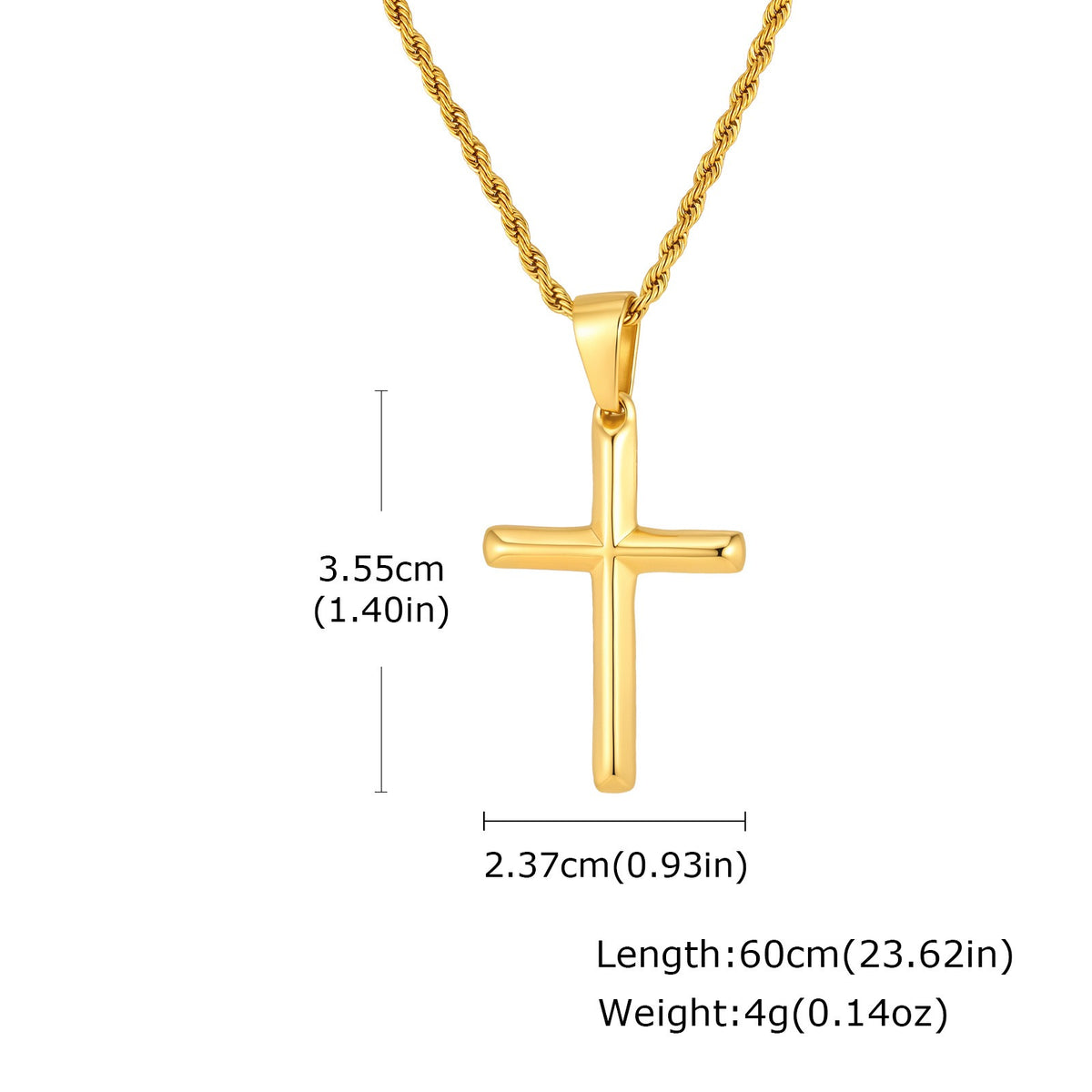 Kemstone Stainless Steel Cross Necklace for Men Rounded Edge PN-2473