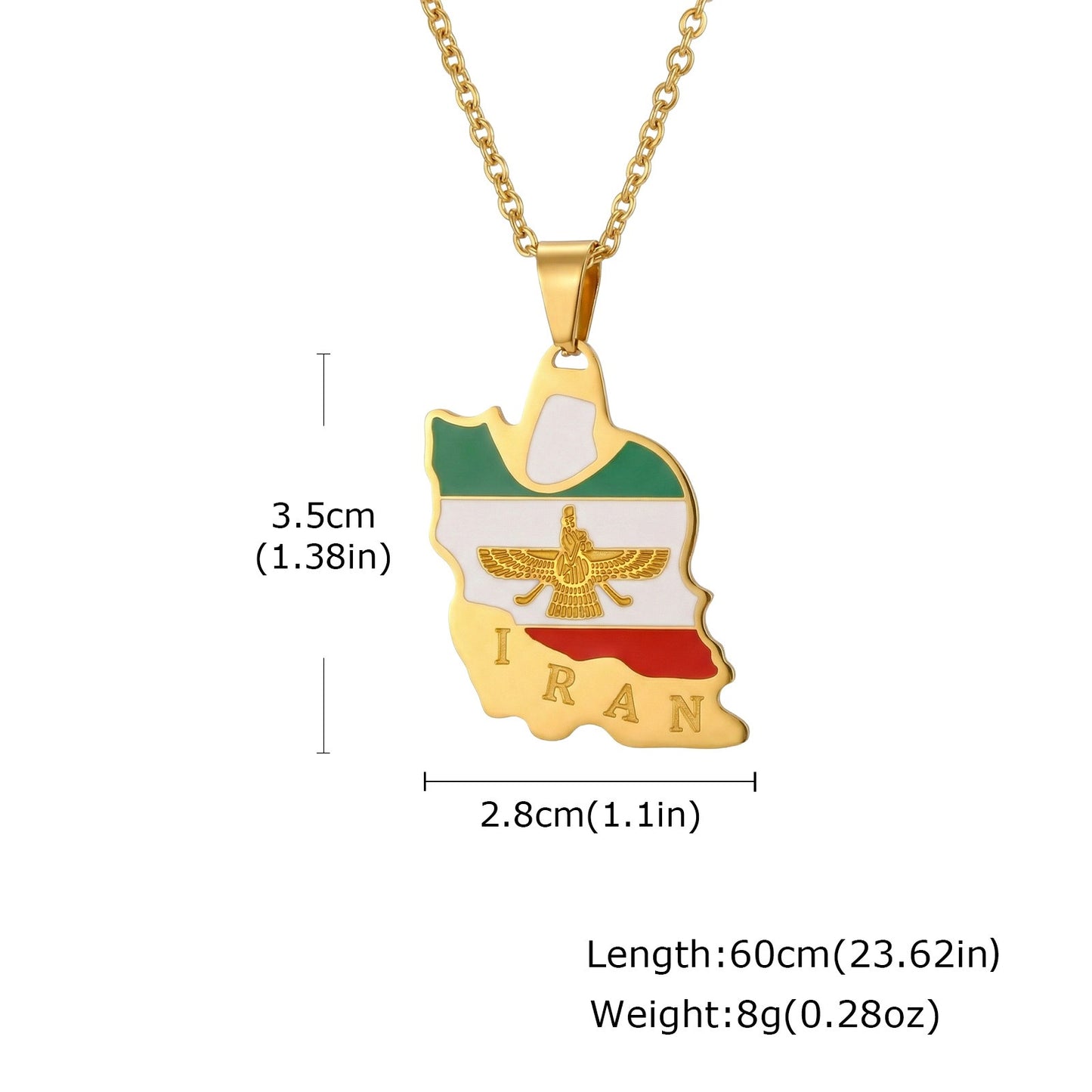 Kemstone Stainless Steel Iran Map Pendant Necklace for Men Women Gold Silver PN-2345 PN-2345