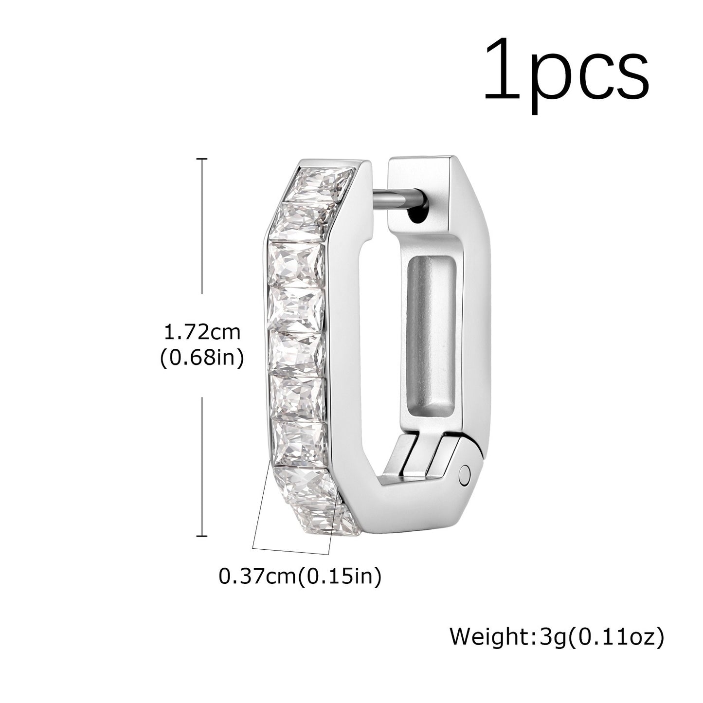 Kemstone Octagon Hoop Earrings for Men Stainless Steel Black Silver EH-802