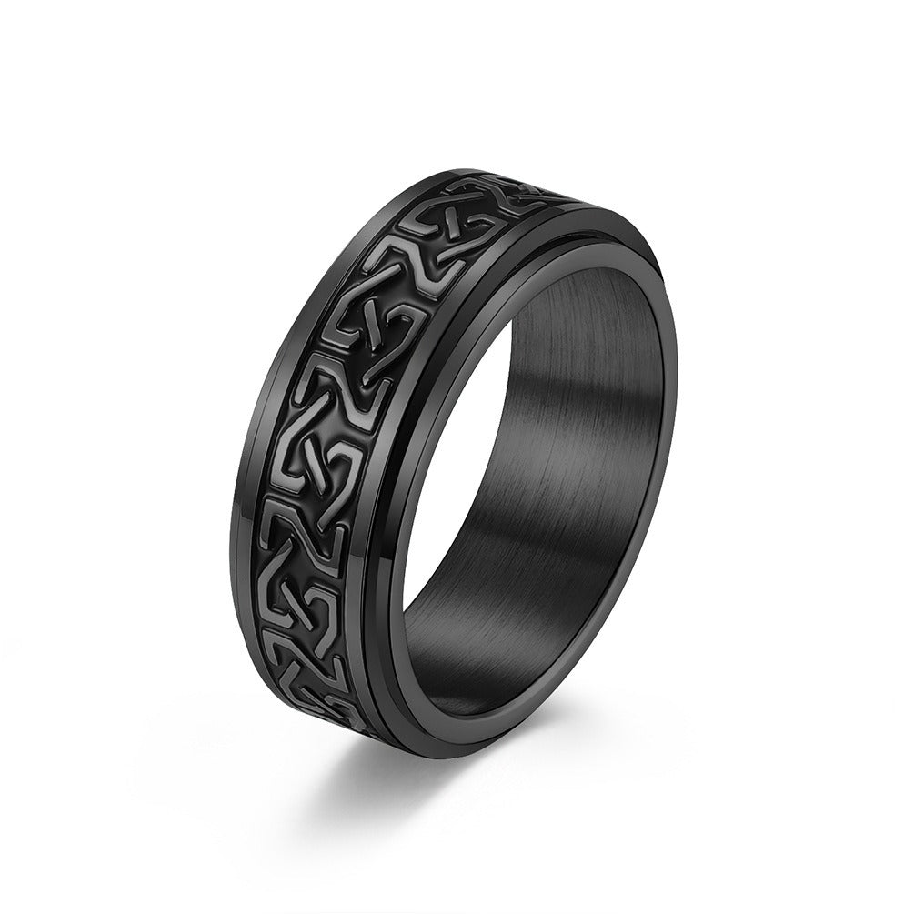 Kemstone Stainless Steel Celtic Knot Spinner Ring – Wedding & Couple Band K-R615
