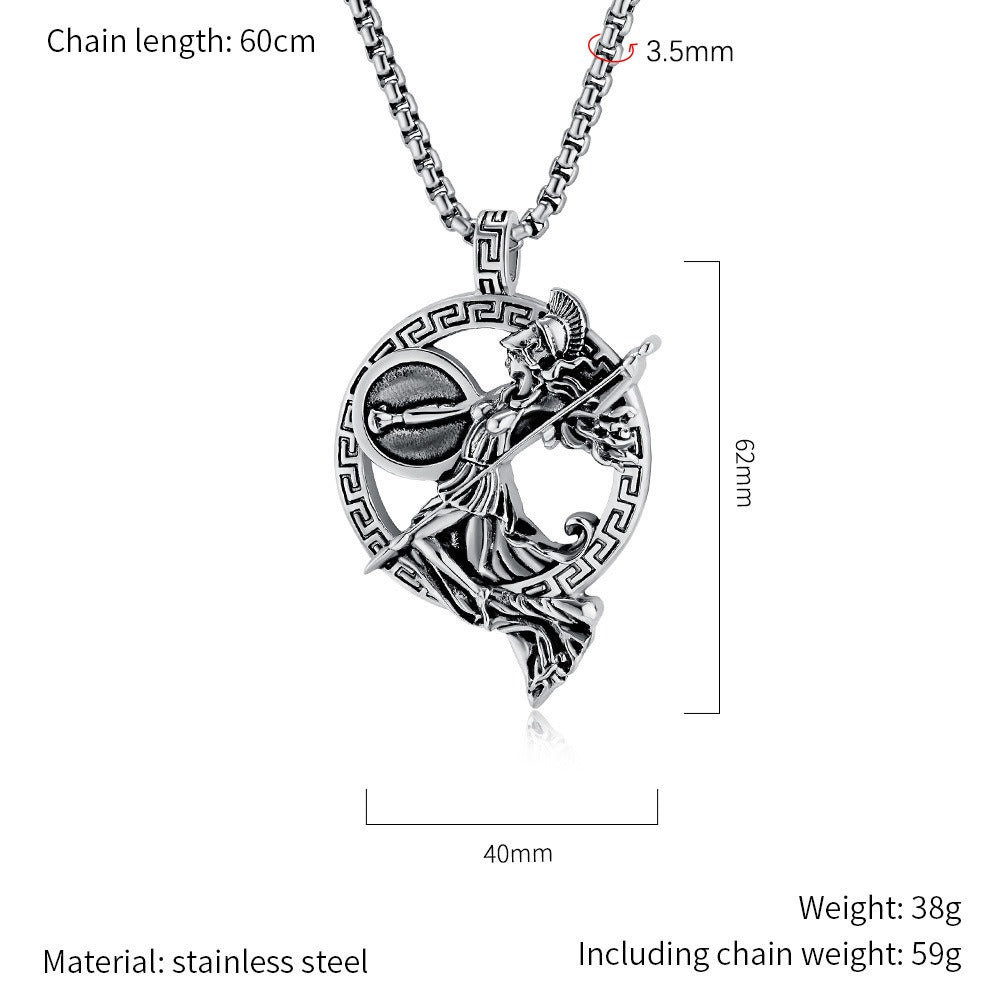 Kemstone Figure Relief Pendant Necklace for Men Stainless Steel Vintage Medallion K-PT585